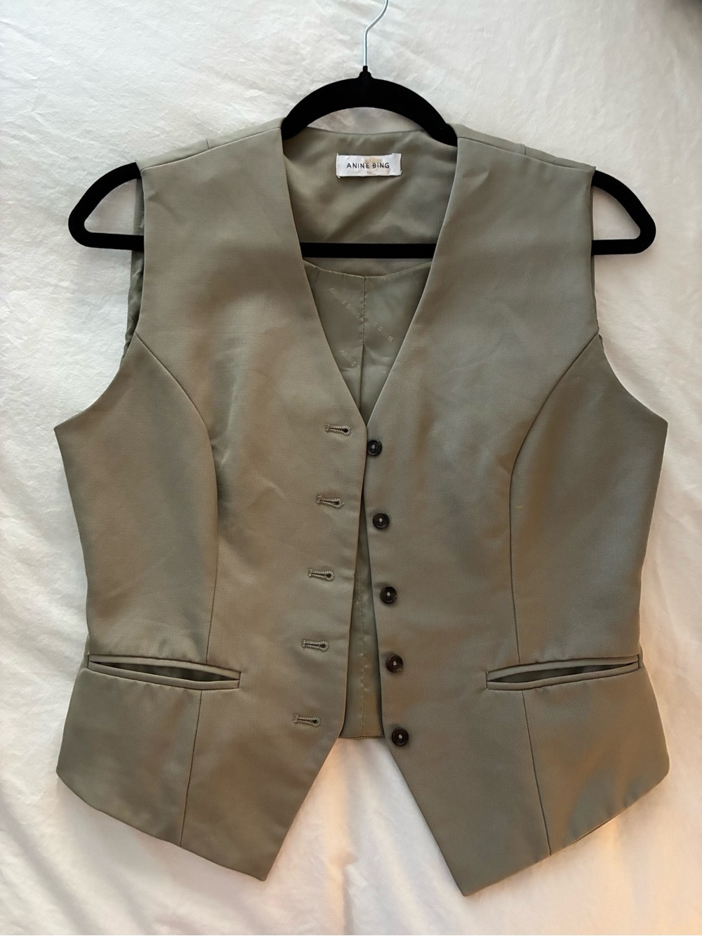 ANINE BING Olive Green Tailored Vest